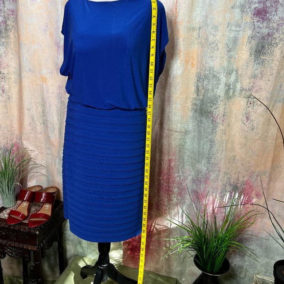 πAdrianna Papell Royal Blue Dress with Overlay Top - Picture 5 of 15